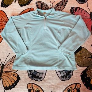 L.L. Bean Light Blue Fleece Quarter Zip Pullover L